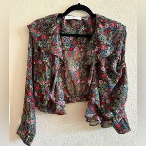 Wild fern gorgeous two piece floral sheer set size small
